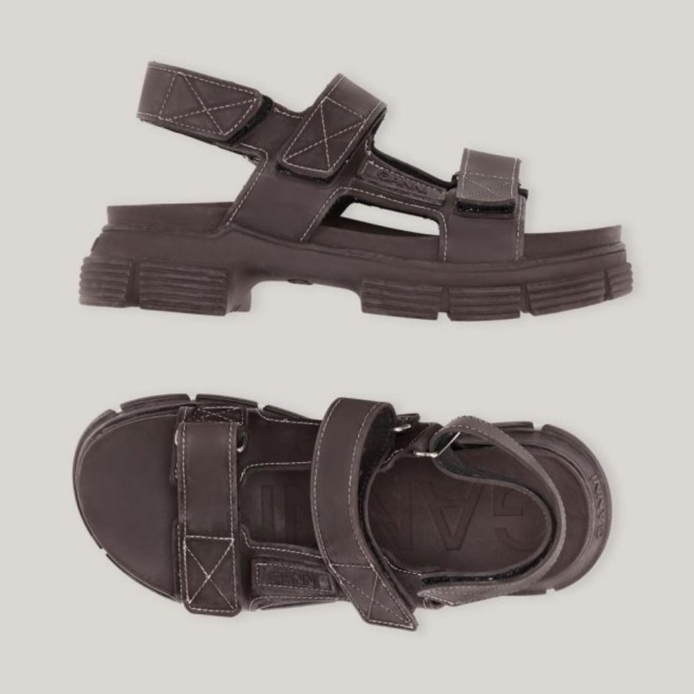 GANNI Recycled Rubber Velcro Sandal - Mole